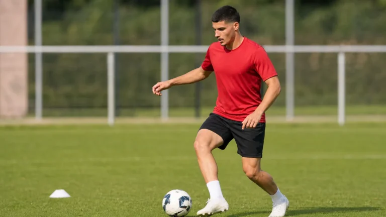 Matias Fernandez-Pardo tijdens een individuele oefensessie op een trainingsveld.