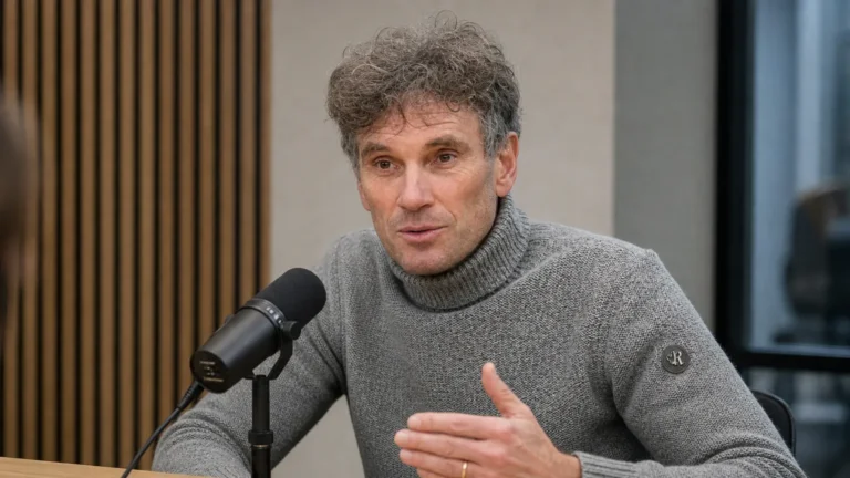 Peter Vandenbempt spreekt tijdens een rustig mediamoment in een interviewruimte.