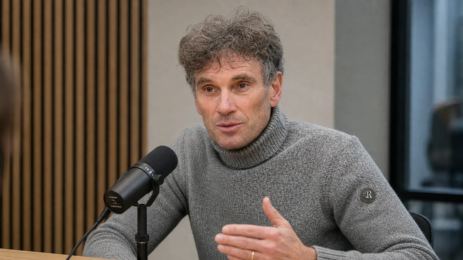 Peter Vandenbempt spreekt tijdens een rustig mediamoment in een interviewruimte.