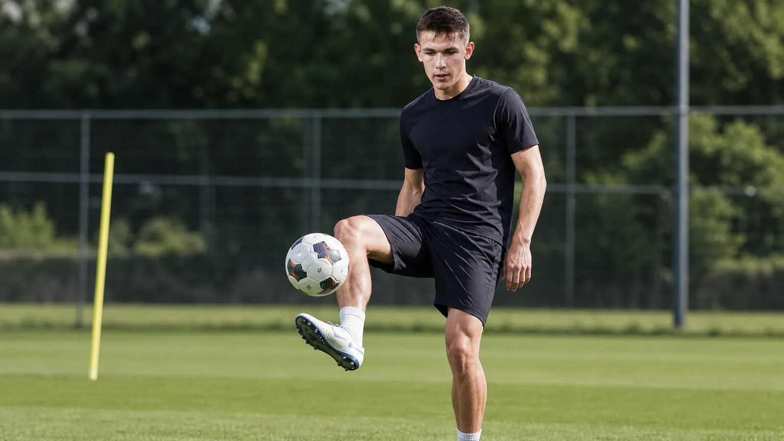 Danylo Sikan tijdens een gerichte oefening op het trainingsveld.