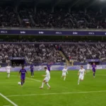 Niet-identificeerbare Anderlecht-spelers tijdens een wedstrijd in het Lotto Park.