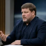 Hein Vanhaezebrouck spreekt tijdens een voetbalvoorbeschouwing aan een studiotafel.