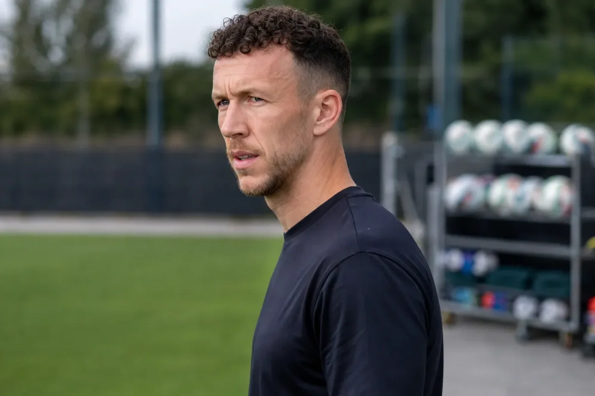 Ivan Perisic in neutrale sportkleding in een rustige voetbalomgeving.