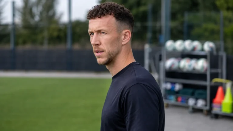 Ivan Perisic in neutrale sportkleding in een rustige voetbalomgeving.