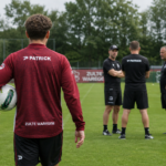 Een anonieme voetballer van achteren op het trainingsveld van Zulte Waregem.