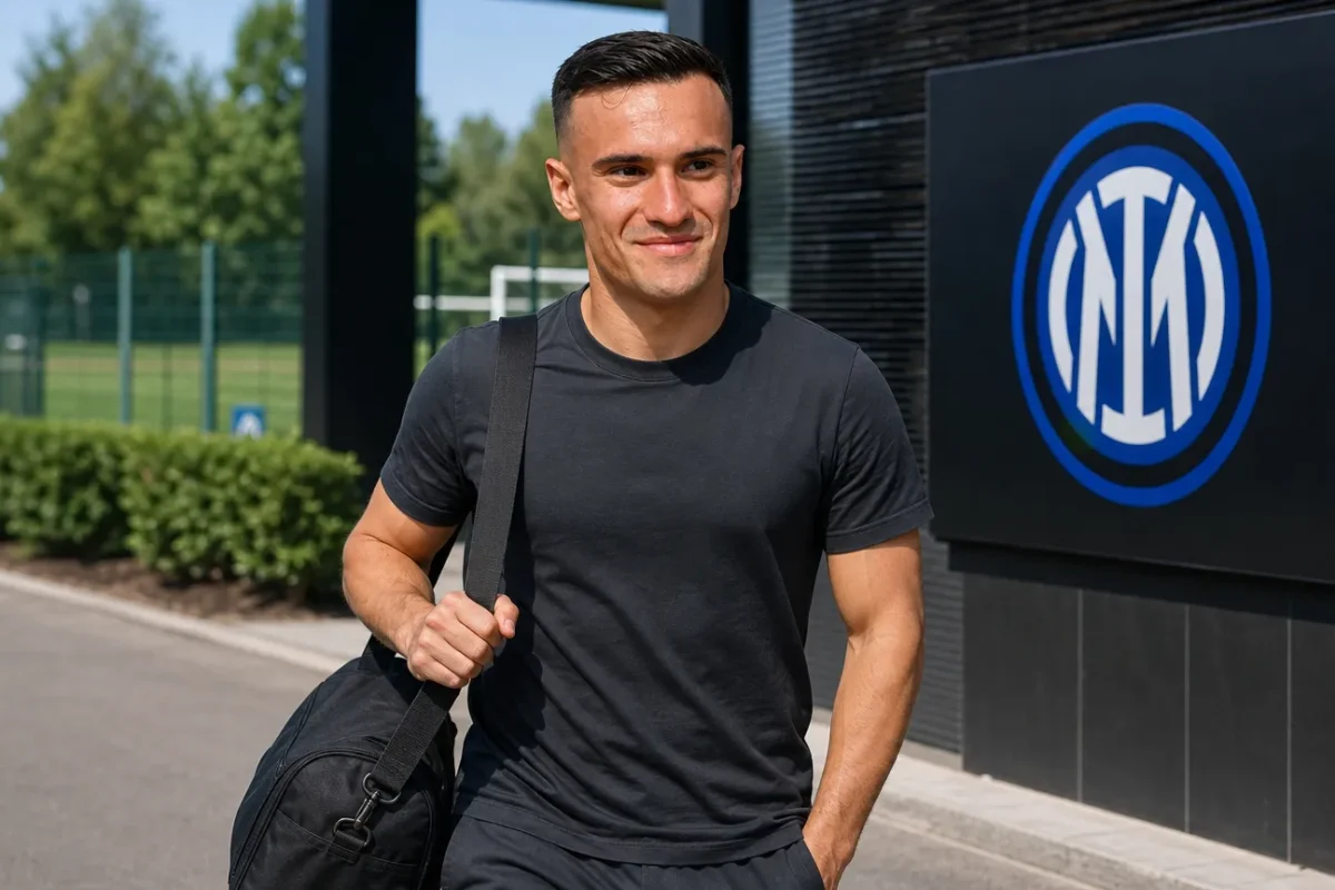 Aleksandar Stankovic bij het trainingscomplex van Internazionale.