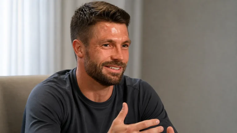 Brandon Mechele tijdens een rustig interview over zijn WK met de Rode Duivels.