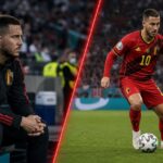 Geblesseerde en spelende Eden Hazard naast elkaar tijdens België-Italië