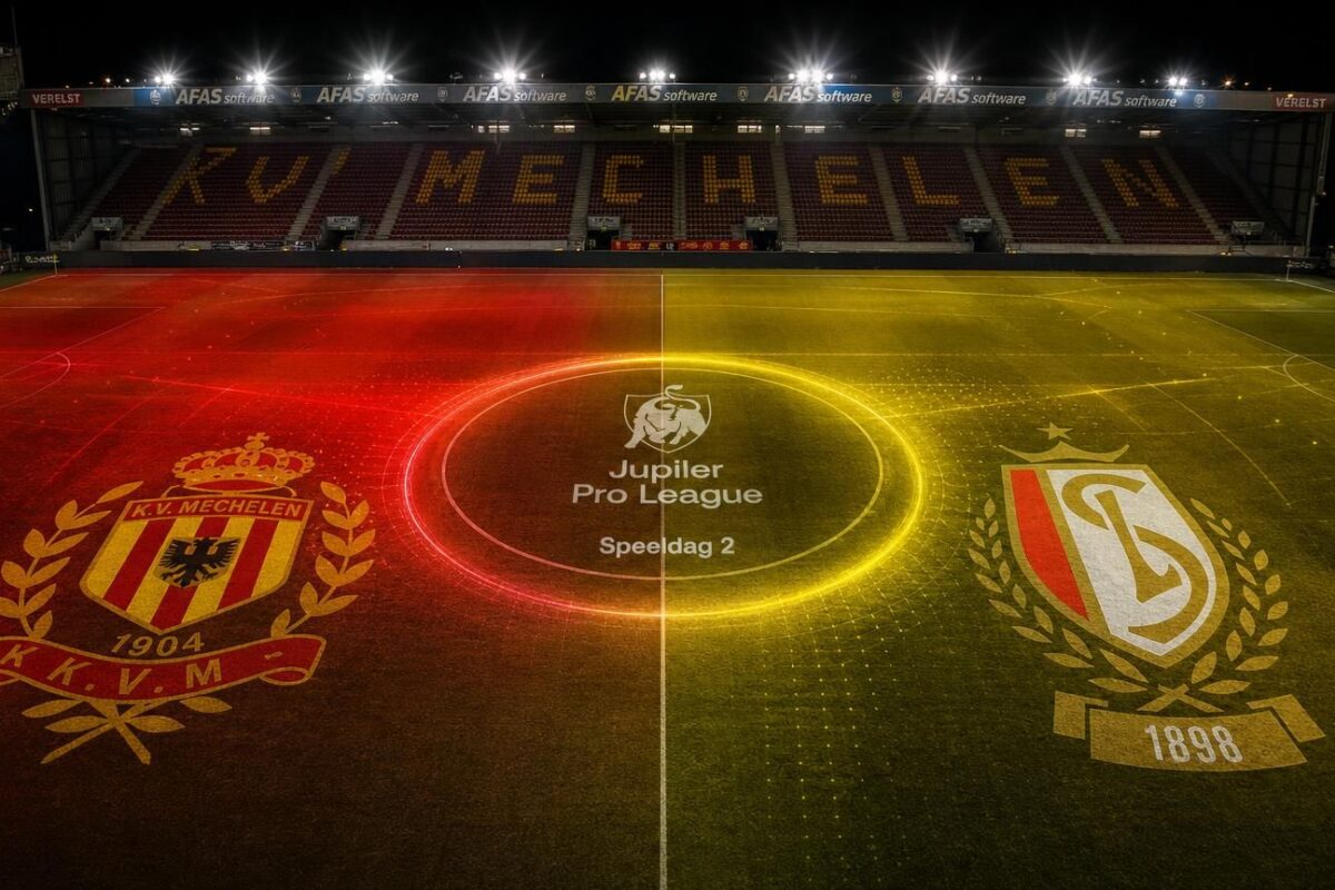KV Mechelen en Standard de Liège in een donkere stadionscan voor speeldag 2 van de Jupiler Pro League