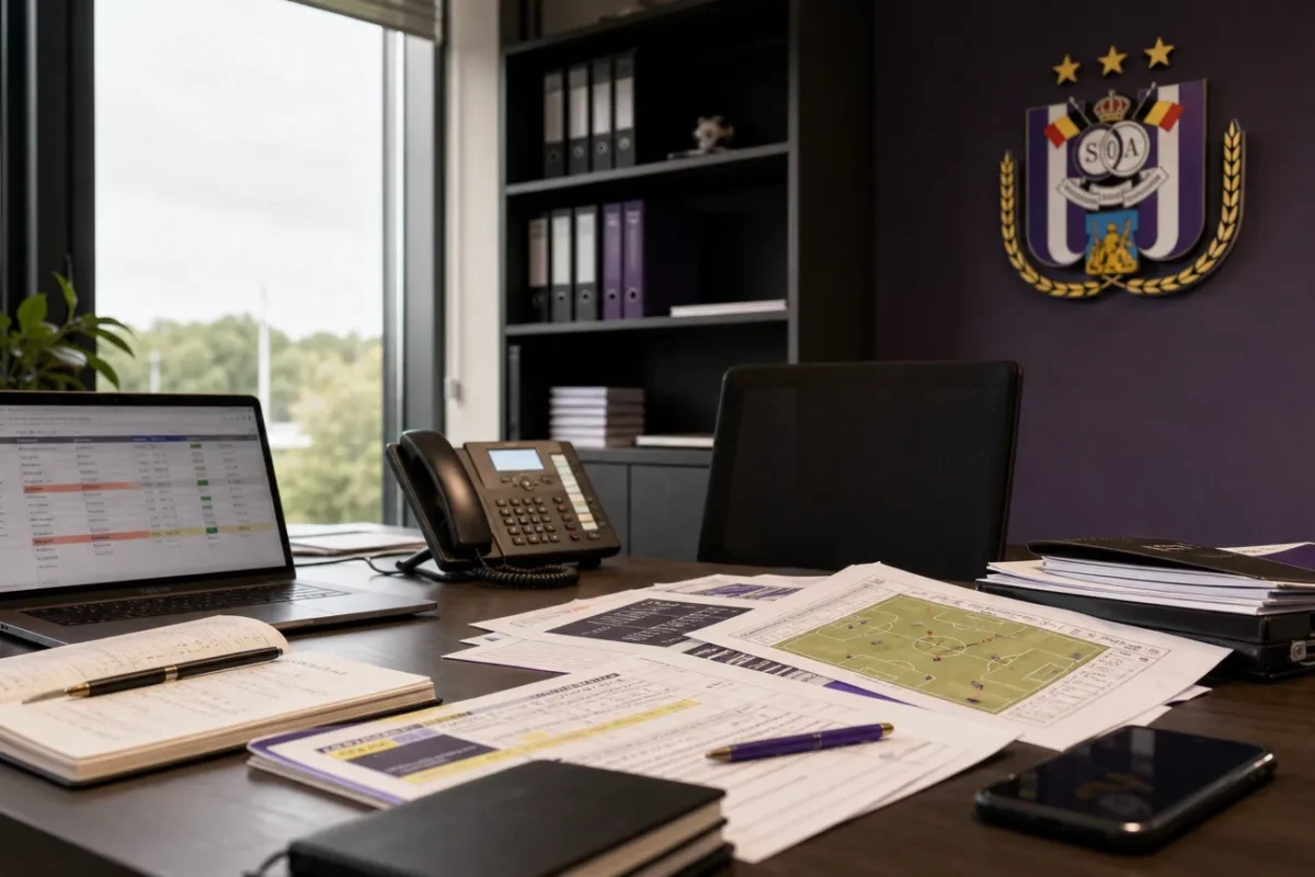 Operationele kantoorruimte van RSC Anderlecht tijdens transferwerk