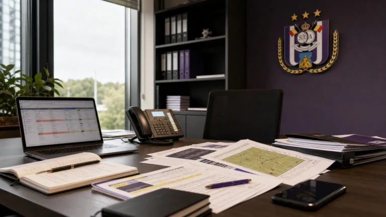 Operationele kantoorruimte van RSC Anderlecht tijdens transferwerk