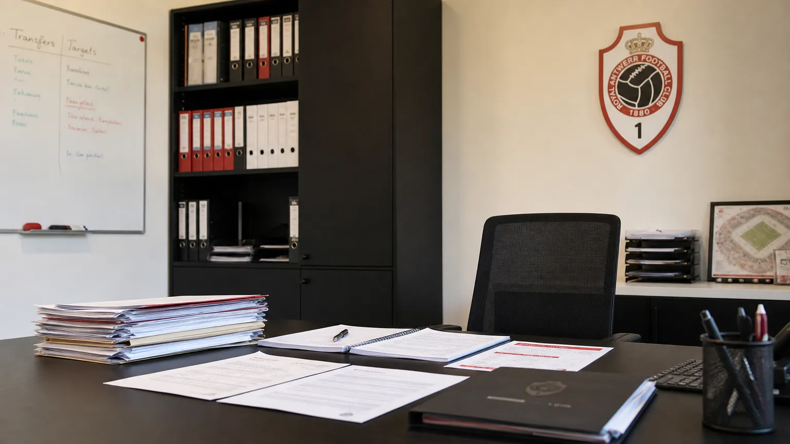 Werkruimte van Royal Antwerp FC tijdens de transferperiode