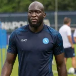 Romelu Lukaku in Napoli-trainingskledij op het trainingscomplex.