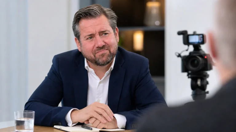 Vincent Mannaert tijdens een interview in een neutrale binnenruimte.
