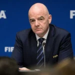 Gianni Infantino tijdens een persmoment van de FIFA.