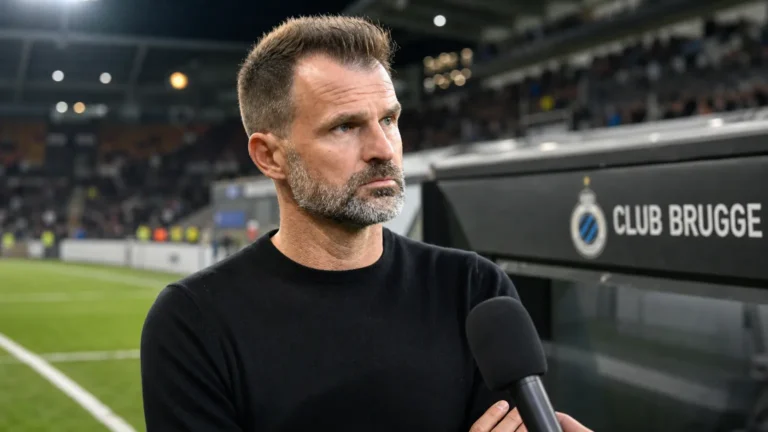 Ivan Leko in zwarte trui aan de rand van het veld na een wedstrijd van Club Brugge.