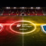 Royal Antwerp FC en KRC Genk in een lichtscan boven het Bosuilstadion voor speeldag 3