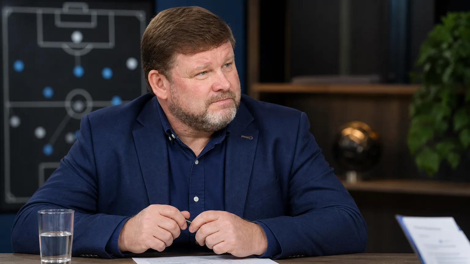 Hein Vanhaezebrouck in een rustige professionele voetbalomgeving.