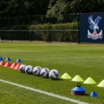 Een trainingsveld van Crystal Palace dat klaarstaat voor een sessie van de beloften.