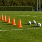 Voetbalmateriaal op een trainingsveld als neutrale illustratie bij transferinteresse.