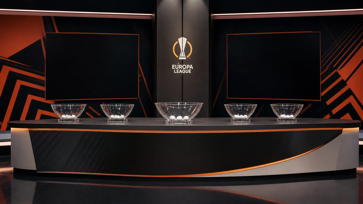 Voorbereide lotingsstudio voor de competitiefase van de Europa League.