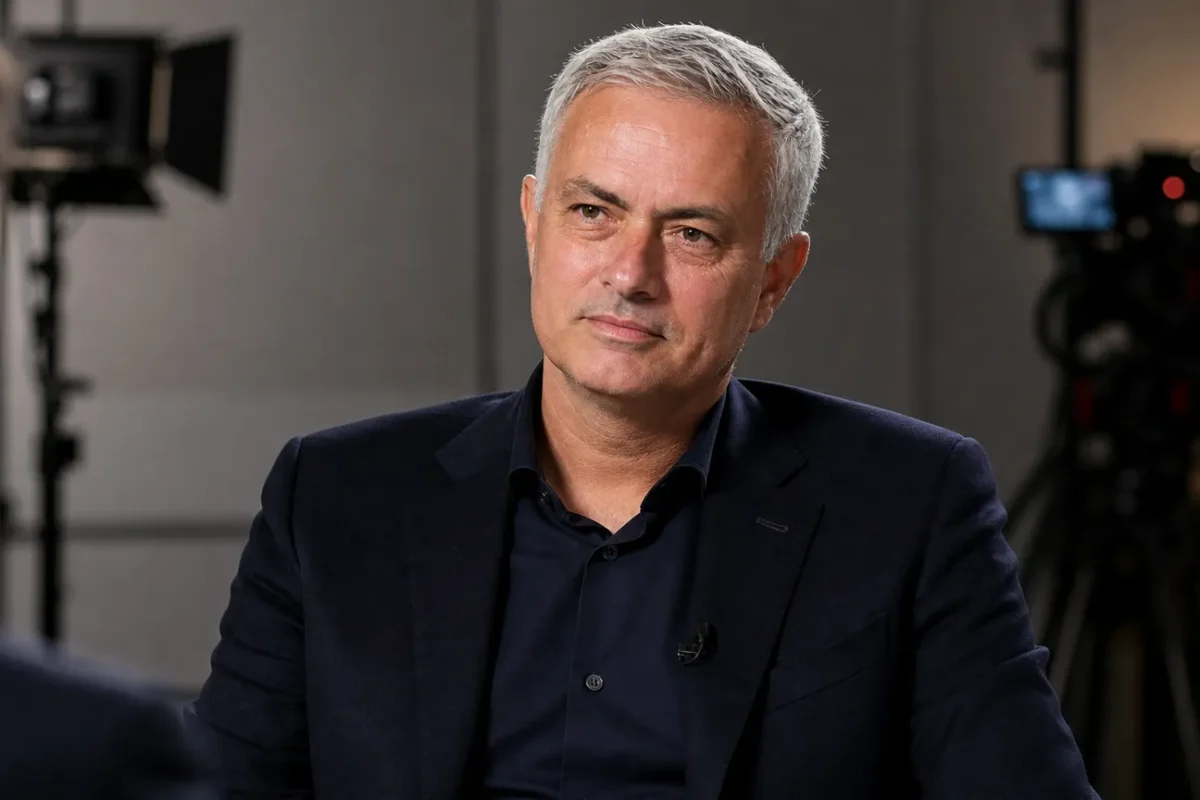 José Mourinho tijdens een rustig interview in een documentairestudio.