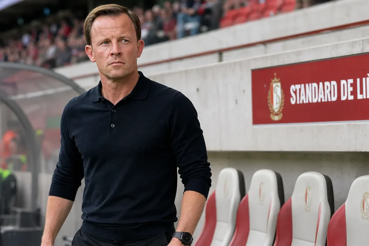 Vincent Euvrard staat in een technische zone van Standard Luik.