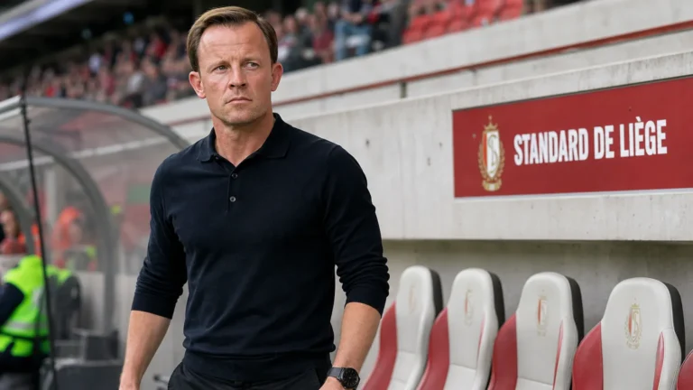 Vincent Euvrard staat in een technische zone van Standard Luik.