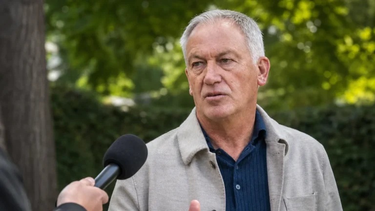 Marc Degryse spreekt tijdens een interview in een rustige buitenomgeving.