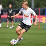 RB Leipzig op het trainingscomplex tijdens een oefensessie.