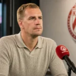 Michiel Jonckheere tijdens een interview voor de clubmedia van KV Kortrijk.
