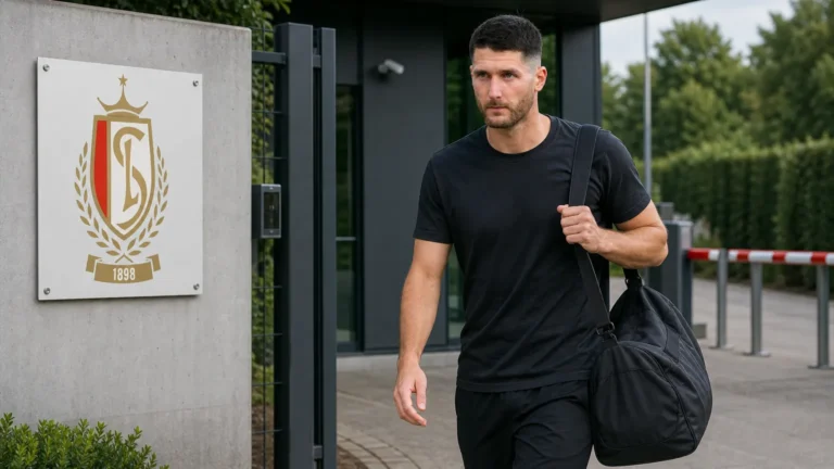 Thomas Henry bij de ingang van het trainingscomplex van Standard.