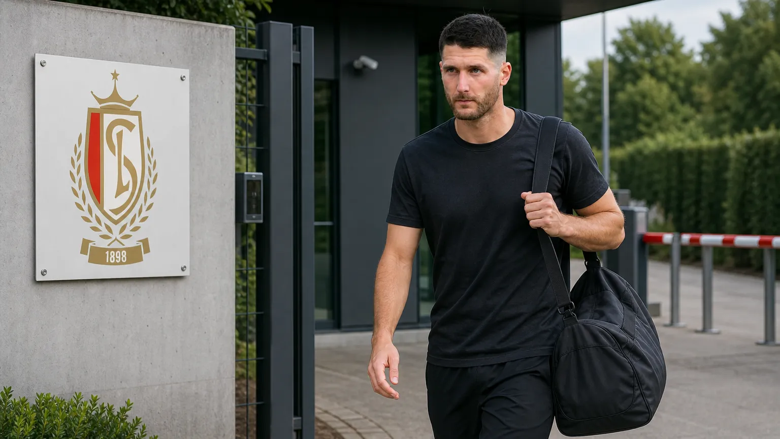 Thomas Henry bij de ingang van het trainingscomplex van Standard.