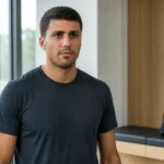 Rodri in neutrale sportkleding in een rustige professionele voetbalomgeving.