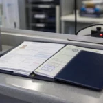 Documenten voor een visumaanvraag op een administratieve balie