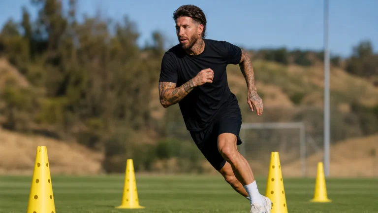Sergio Ramos tijdens een individuele conditietraining in neutrale sportkleding.