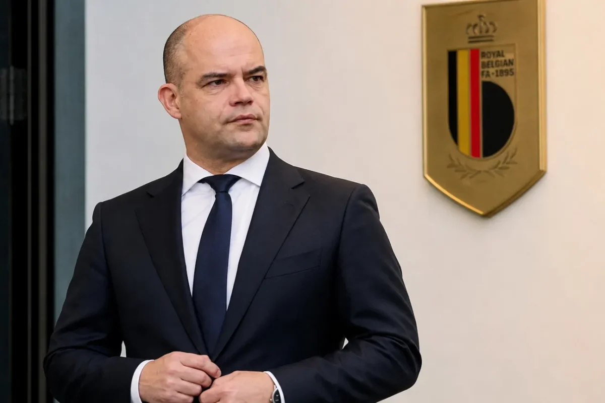 Peter Willems in een formele setting bij de Belgische voetbalbond.