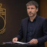 Mark van Bommel vlak voor de bekendmaking van zijn eerste selectie van de Rode Duivels.