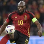 Romelu Lukaku in het tenue van de Belgische nationale ploeg tijdens een wedstrijdmoment.
