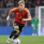 Joaquin Seys in actie in het Belgische nationale shirt tijdens een wedstrijd.