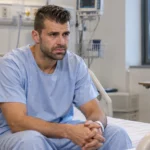 Iván 'Pichu' Cuéllar zit in een ziekenhuisobservatieruimte in neutrale patiëntenkleding.