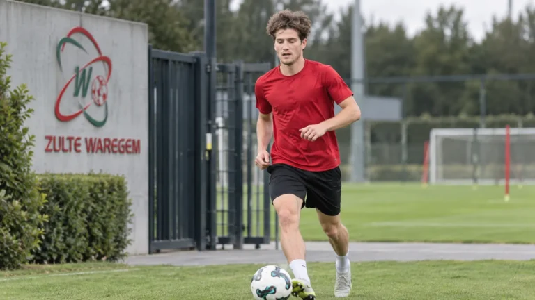 Anton Tanghe werkt individueel aan zijn conditie op het trainingscomplex van Zulte Waregem.