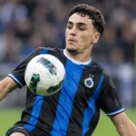 Jan Virgili van Club Brugge in actie op het veld tijdens een wedstrijd.