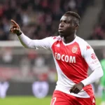 Krépin Diatta in het tenue van AS Monaco tijdens een wedstrijdmoment.