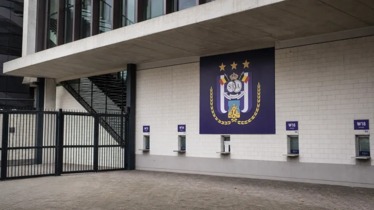Lege toegang aan het Lotto Park met een vast RSC Anderlecht-clubembleem.