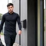 Nick Shinton wandelt in neutrale sportkleding naar de medische ingang van het trainingscomplex van Sønderjyske.