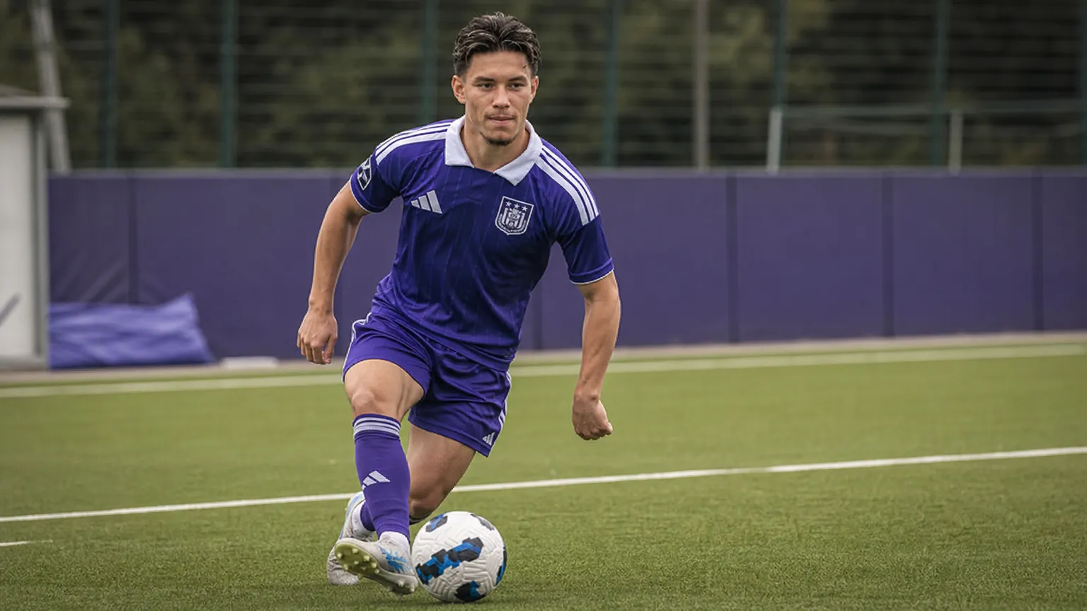 Enzo Sternal van RSCA Futures in actie tijdens een wedstrijdmoment.