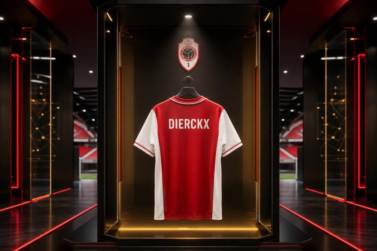 Shirt van Xander Dierckx in een futuristisch scoutinglab van VoetbalFocus.