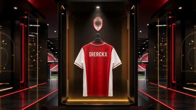 Shirt van Xander Dierckx in een futuristisch scoutinglab van VoetbalFocus.