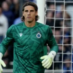 Yann Sommer in doelmanstenue van Club Brugge tijdens een wedstrijd.